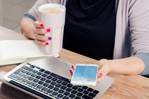 office worker with a mobile phone