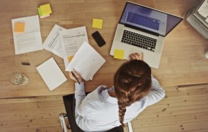 Woman working on laptop