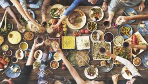 Family enjoying their thanksgiving lunch