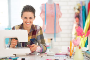 woman and her sewing machine