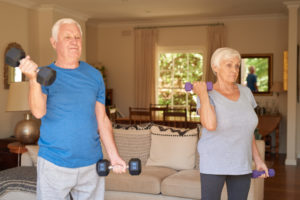 elderly people working out