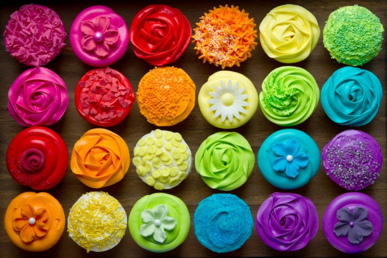 Different cupcakes on display