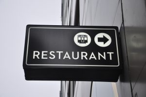 A black restaurant signage