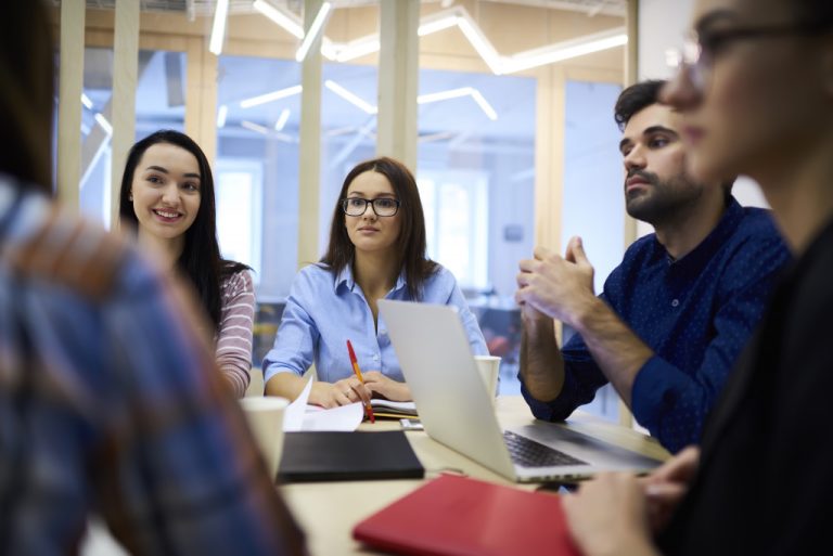 employees having a meeting