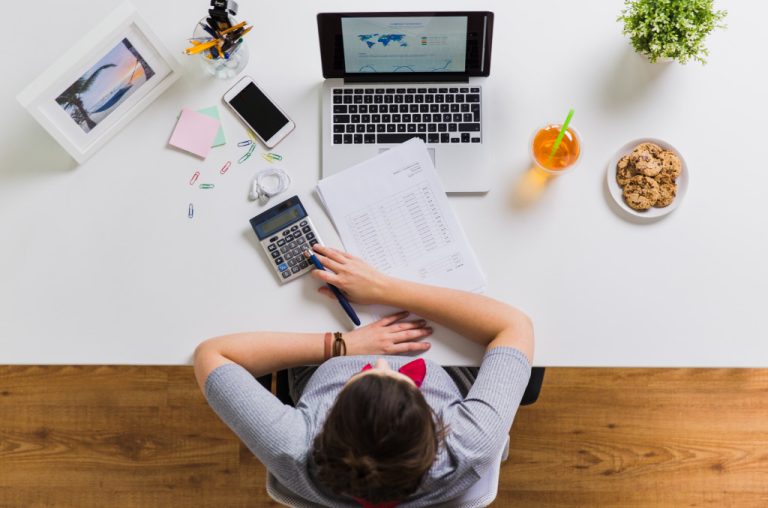 A freelancer comfortably working at home