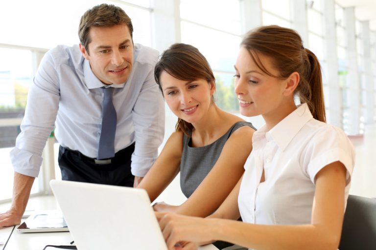 group of employees working together
