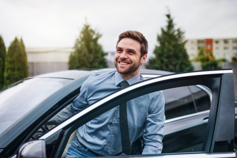 business man in a car