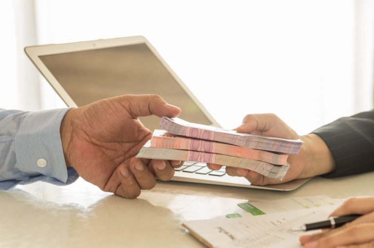 man giving cash-finance concept