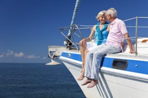 aged people sitting at the boat