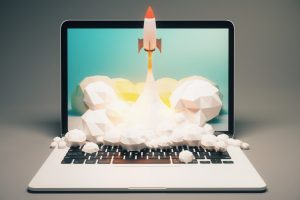 rocket wallpaper on a laptop