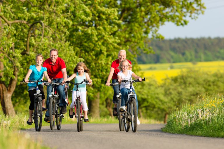 family biking